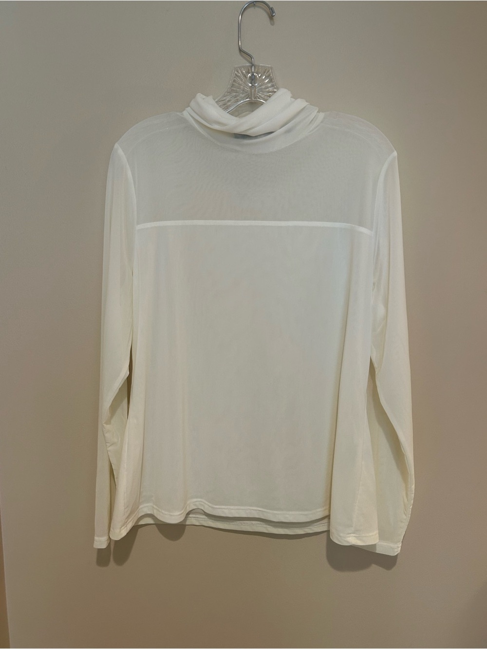 P Luca Milano Cream Sheer Long-Sleeve Turtleneck Top Size XL